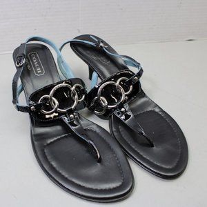 Coach Blk Patent Leather Sandals